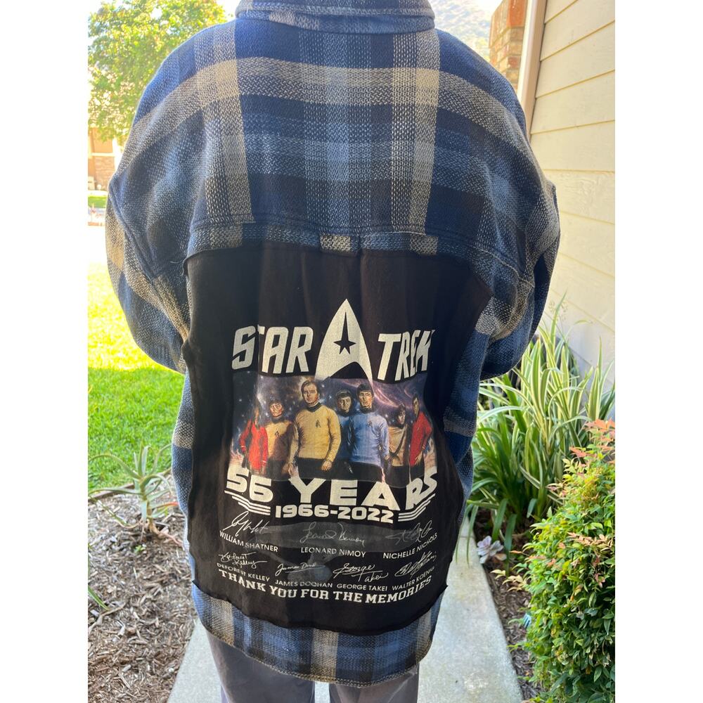 Star Trek Flannel Shirt upcycled one of a kind unisex X-Large XL